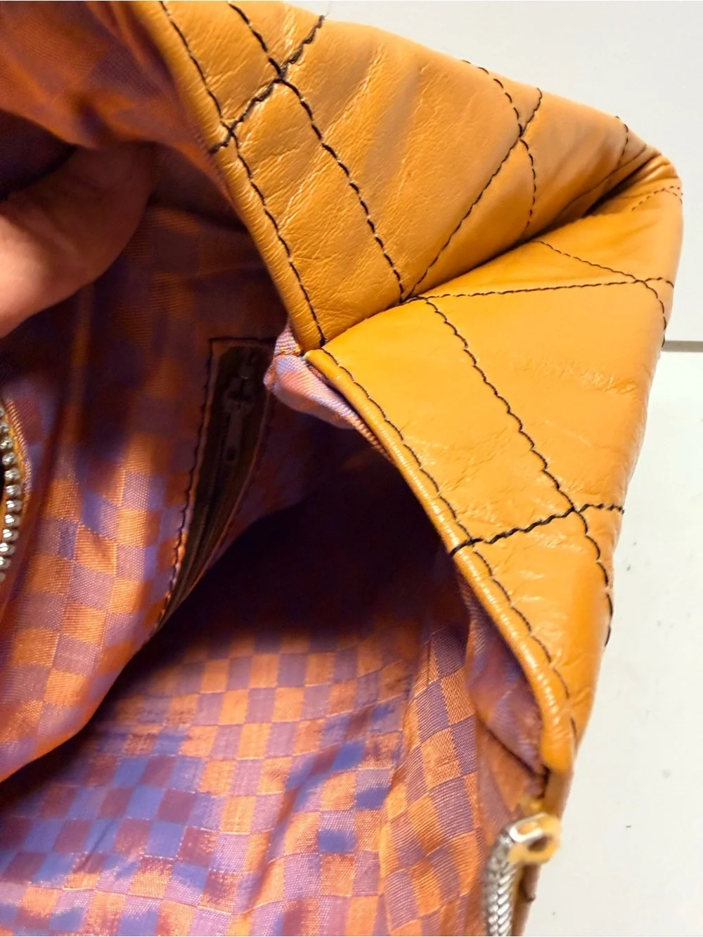 Selepaulo Quilted Tan Leather Clutch Bag